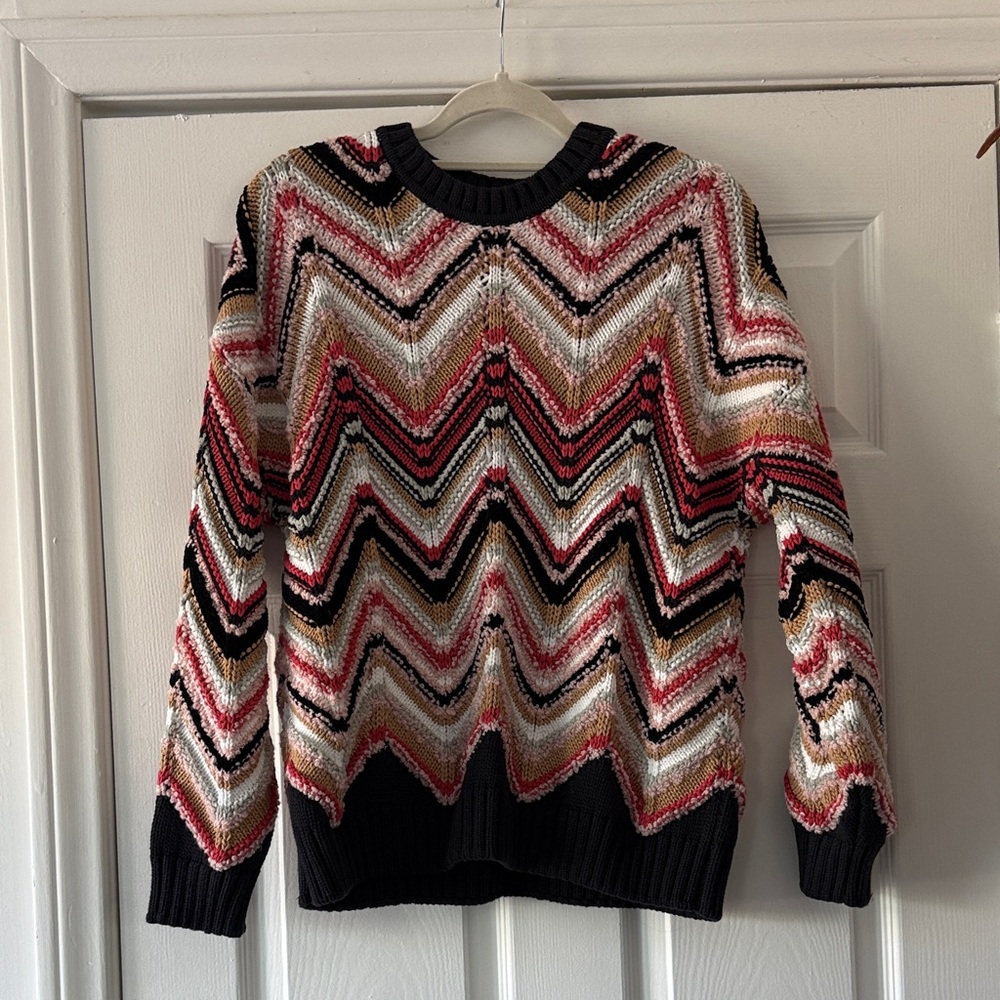 NEW Missoni Multicolor Chevron Knit Sweater — Black, Pink, Cream, Gold